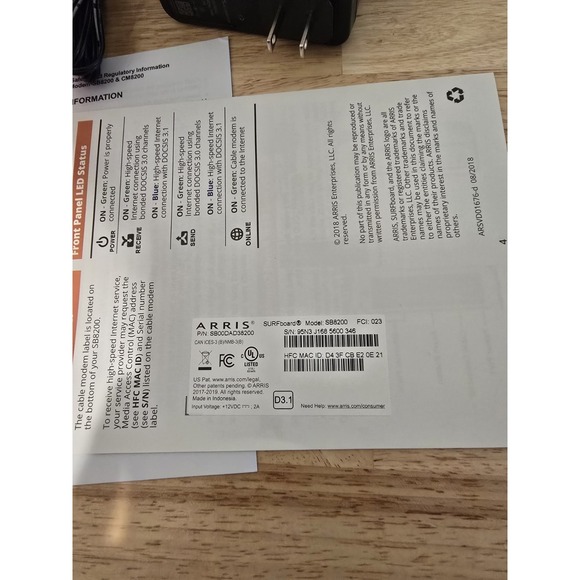 ARRIS SURFboard SB8200 DOCSIS 3.1 10 Gbps Cable Modem - Picture 15 of 16